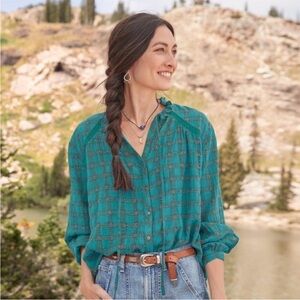 Sundance Highland Heather Plaid Top Size M